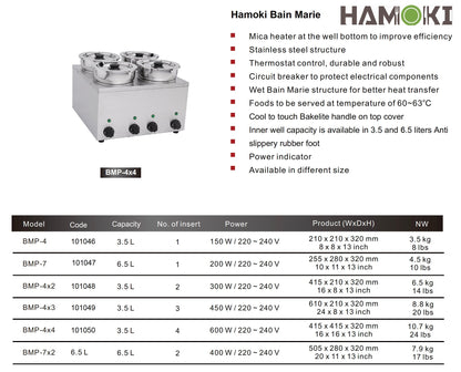 Bain Marie with Hot Pot 3.5Lx4